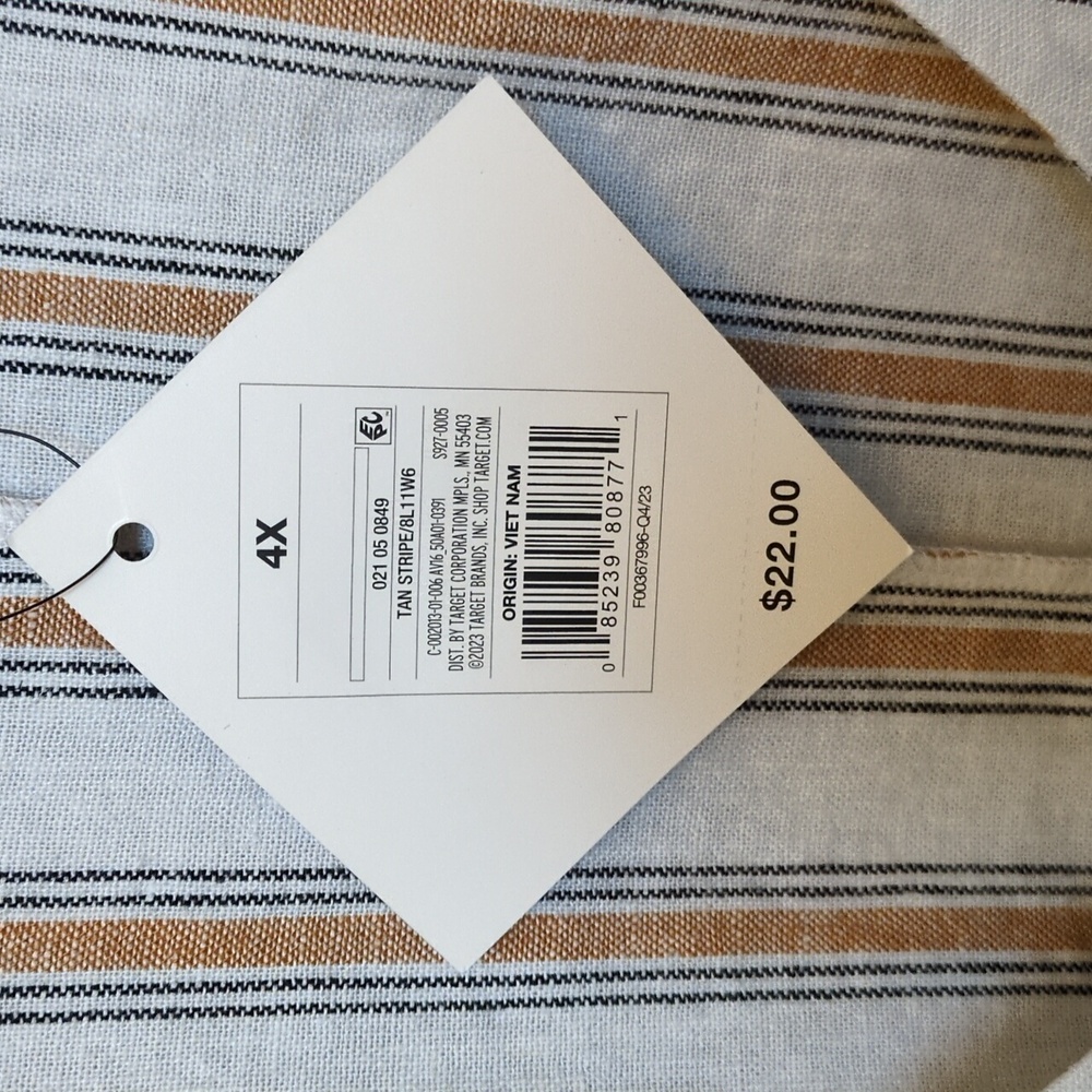 NEW Womens 4X Linen Blend Striped Tie Front Summer Top Ava & Viv Drop Sleeves ♥️ - Picture 8 of 10